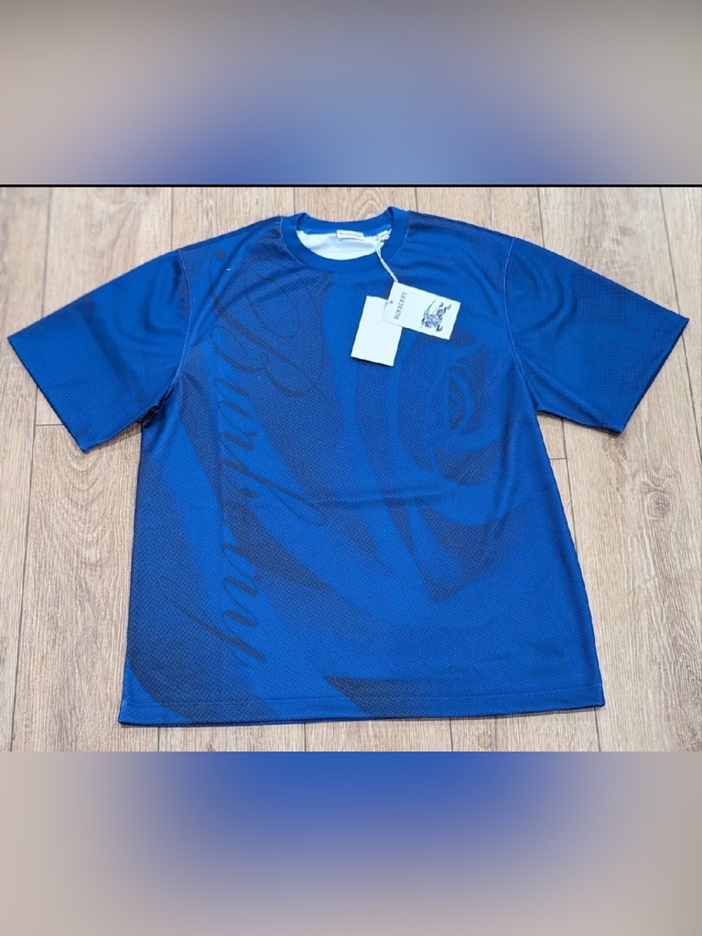 Burberry Royal Blue Patterned Crewneck Tee